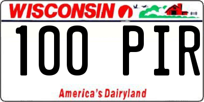 WI license plate 100PIR