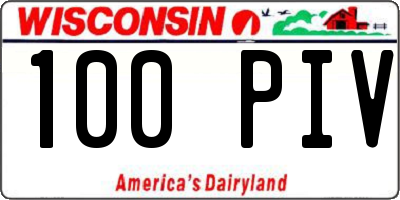 WI license plate 100PIV