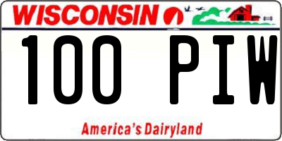 WI license plate 100PIW