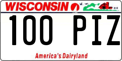 WI license plate 100PIZ
