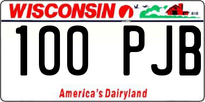 WI license plate 100PJB
