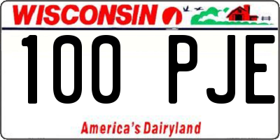 WI license plate 100PJE