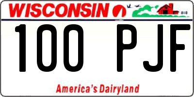 WI license plate 100PJF