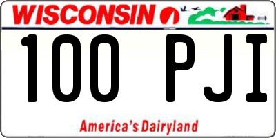 WI license plate 100PJI