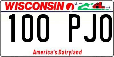 WI license plate 100PJO