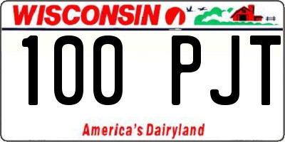 WI license plate 100PJT