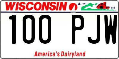 WI license plate 100PJW