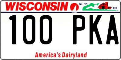 WI license plate 100PKA