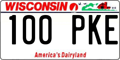 WI license plate 100PKE