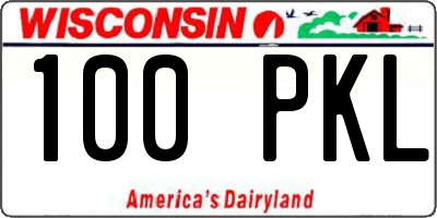 WI license plate 100PKL