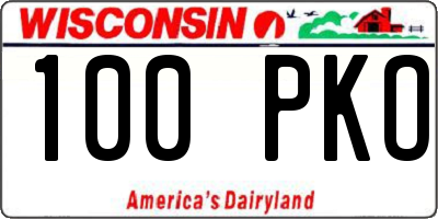 WI license plate 100PKO