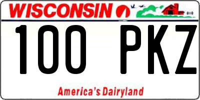 WI license plate 100PKZ