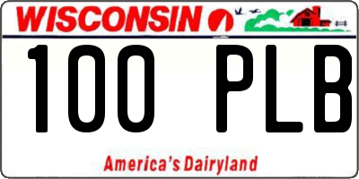 WI license plate 100PLB