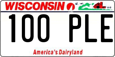 WI license plate 100PLE