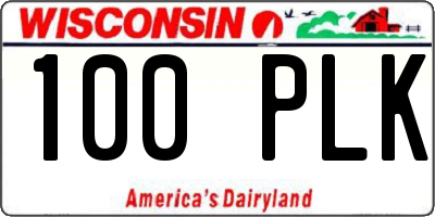 WI license plate 100PLK