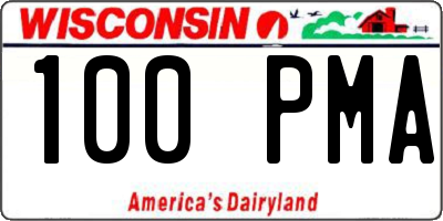 WI license plate 100PMA