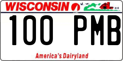 WI license plate 100PMB