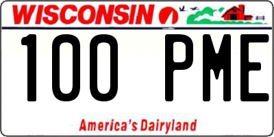 WI license plate 100PME
