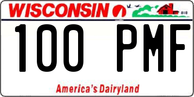 WI license plate 100PMF