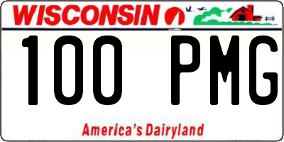 WI license plate 100PMG