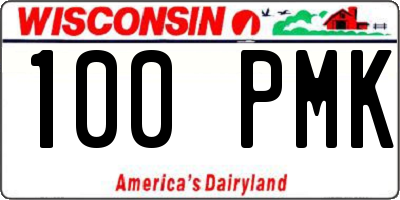 WI license plate 100PMK