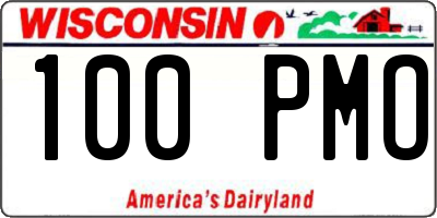 WI license plate 100PMO