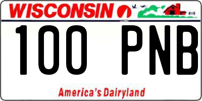WI license plate 100PNB
