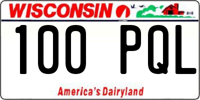WI license plate 100PQL