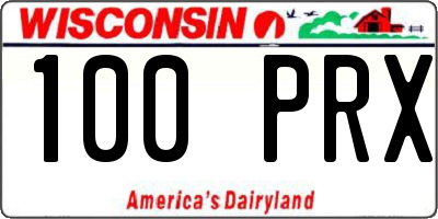 WI license plate 100PRX