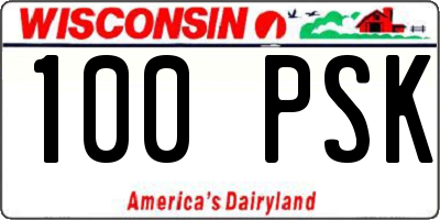 WI license plate 100PSK