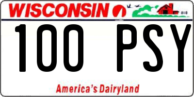 WI license plate 100PSY