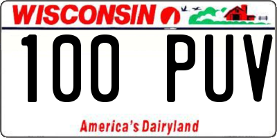 WI license plate 100PUV