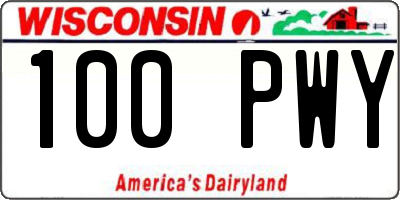 WI license plate 100PWY