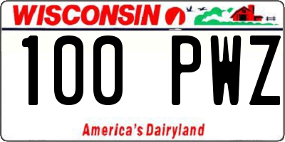 WI license plate 100PWZ