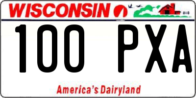 WI license plate 100PXA