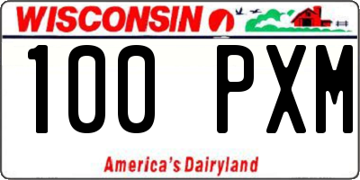 WI license plate 100PXM