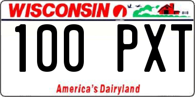 WI license plate 100PXT