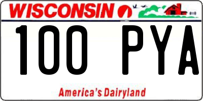 WI license plate 100PYA