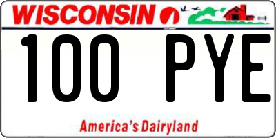 WI license plate 100PYE