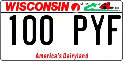 WI license plate 100PYF