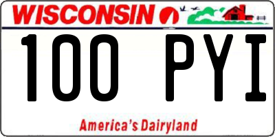 WI license plate 100PYI