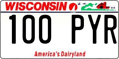 WI license plate 100PYR