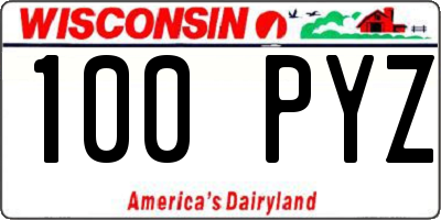 WI license plate 100PYZ