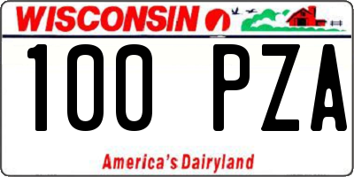 WI license plate 100PZA