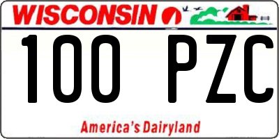 WI license plate 100PZC