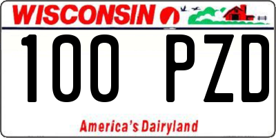 WI license plate 100PZD