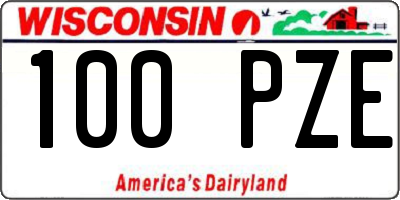WI license plate 100PZE