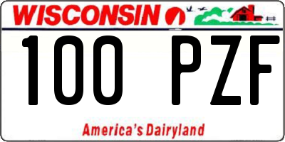 WI license plate 100PZF
