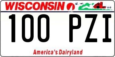 WI license plate 100PZI