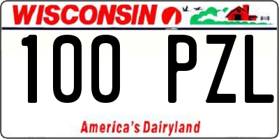 WI license plate 100PZL